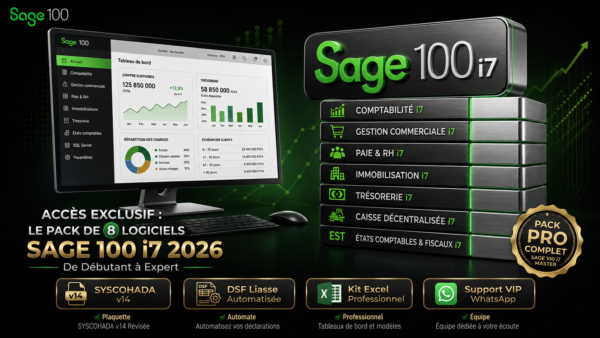 Coffret SAGE 100 i7 V8.5 Full Edition (8 Logiciels + Kit SYSCOHADA v14 & DSF) — Clé à Vie